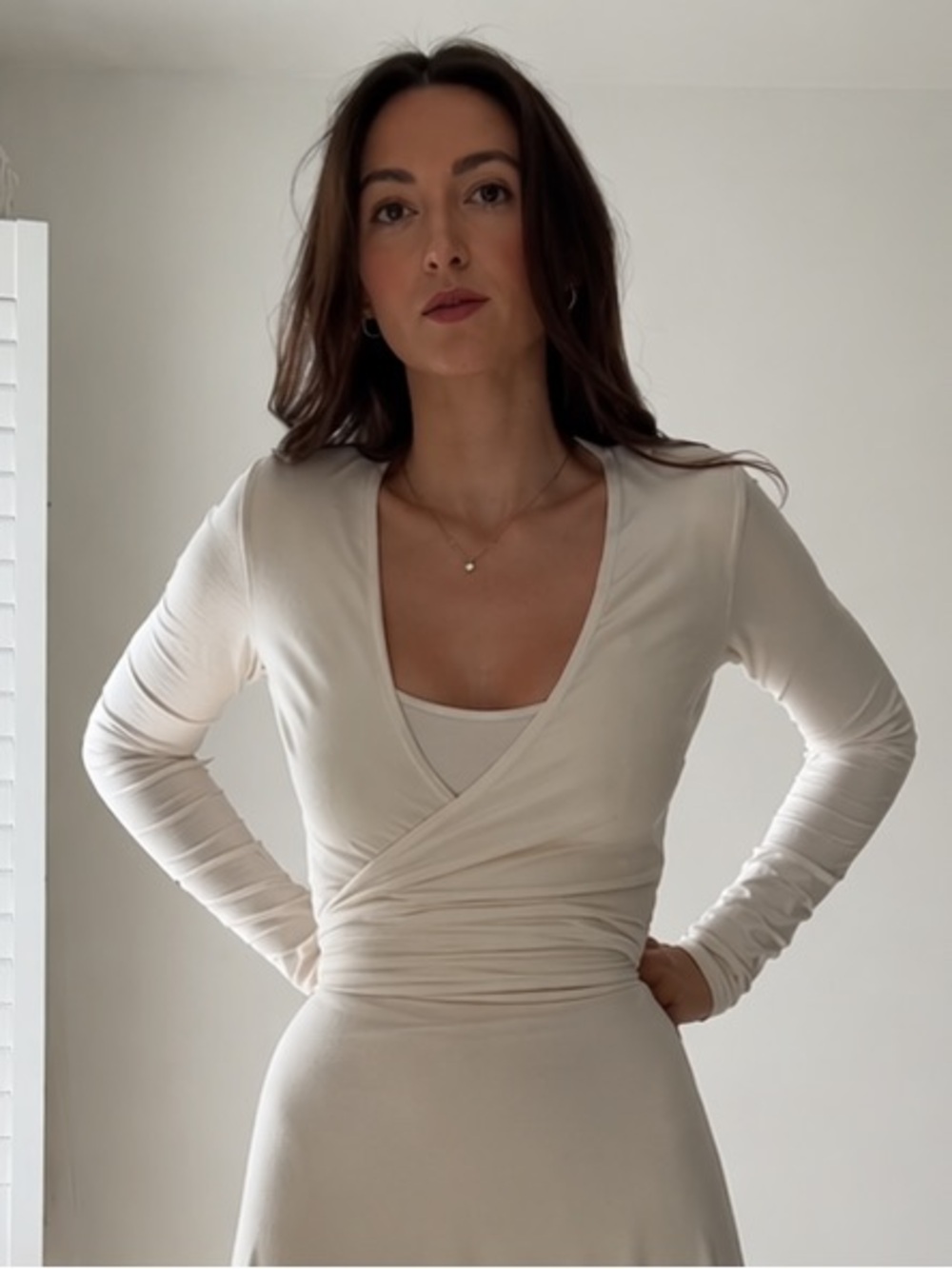 AYM Cream Ballet Wrap Top